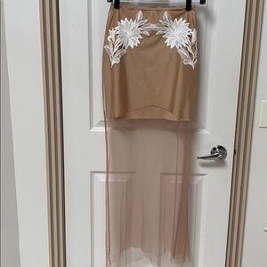 For love and lemons silk and mesh detailed skirt